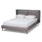 Baxton Studio Gretchen Grey Upholstered and Walnut Wood Queen Size Platform Bed 164-10658 - alternate 1